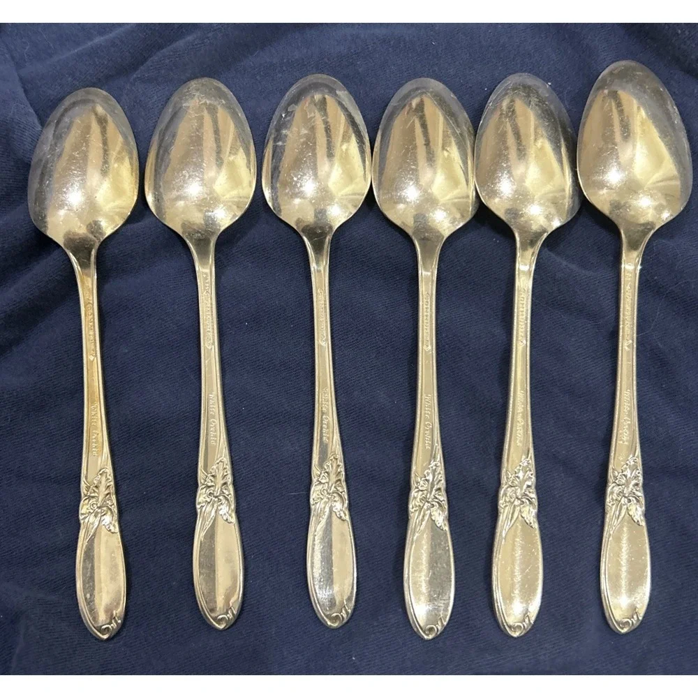 (6) Oneida Community 1953‎ WHITE ORCHID Silver Plate Teaspoons Vintage
